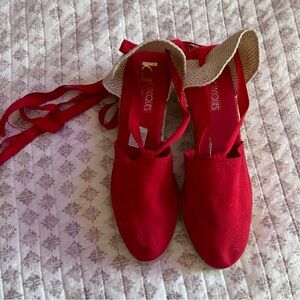 K jacques st tropez size 10 ankle tie red canvas espadrille sandals